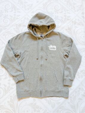 Stussy Vintage Gray Hoodie with White Honolulu Logo
